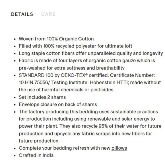 NWOT QUINCE Organic Airy Gauze Box Quilt Sham Set of 2 Standard Olive 5⭐⭐⭐⭐⭐ - Picture 5 of 8